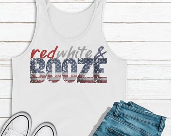 Rot, weiß und Booze Unisex 4. Juli Tank, amerikanische Flagge T-Shirts, vierten Juli Shirt, USA Shirt, rot weiß und blau