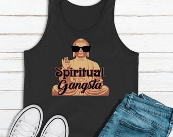 Tanque de yoga divertido gangsta espiritual, regalo de yoga, camisa namaste, amante del yoga, camisa inspiradora, tanque de entrenamiento