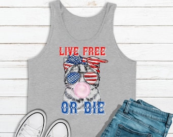 Live Free oder sterben Frauen 4. Juli Tank, amerikanische Flagge T-Shirts, vierten Juli Shirt, USA Shirt, rot weiß und blau