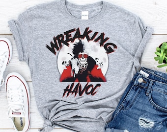 Wreaking Havoc T-Shirt, Cruella Geïnspireerd T-Shirt, Disneyland Trip Shirt, Vrouwelijke Villain's Vakantie Unisex Shirt