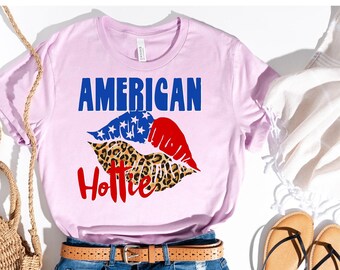 American Hottie 4th of July Tshirt, American Flag Tees, Fourth of July Shirt, Ladies American Flag Tee, USA Shirt, Red White and Blue