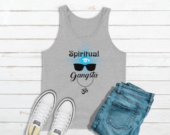 Tanque de yoga divertido gangsta espiritual, regalo de yoga, camisa namaste, amante del yoga, camisa inspiradora, tanque de entrenamiento