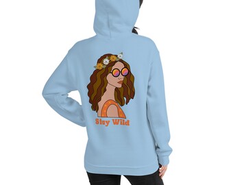 Stay Wild Retro Hoodies, Preppy Sweatshirt, Ästhetischer Hoodie, Hoodie mit Worten auf der Rückseite, Trendy Hoodie