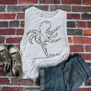 Hand drawn funny Octopus Ballet Dancer Tank Top, Dancer Octopus Muscle Shirt Gift, Ballet Dancer Octopus, Ballet Tee, Dance Shirts