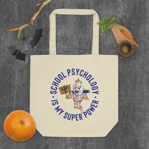 School Psychology Is My Superpower Eco Tote Bag, teacher tote bag, school psych gift, teacher gift, tote bag, back to school gift