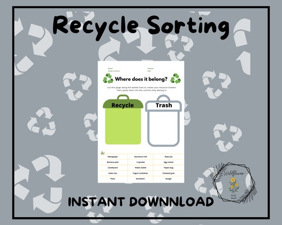 Recycle Sorting Worksheet | Etsy