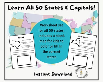 U.S. States and Capitals Print Copywork Homeschool Printable - Etsy