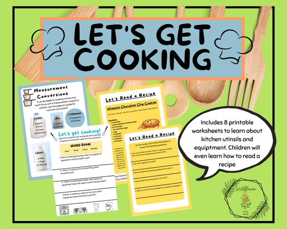 let s get cooking worksheet set etsy