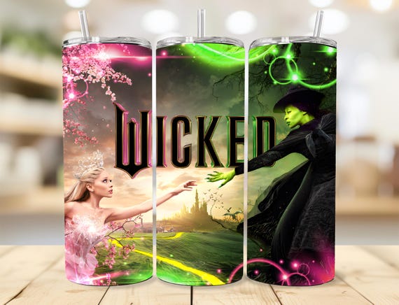 Wicked 20oz Tumblers Stainless Steel Tumbler, 20oz Stainless Steel Tumbler Cup with Straw & Lid, Wicked, musicals