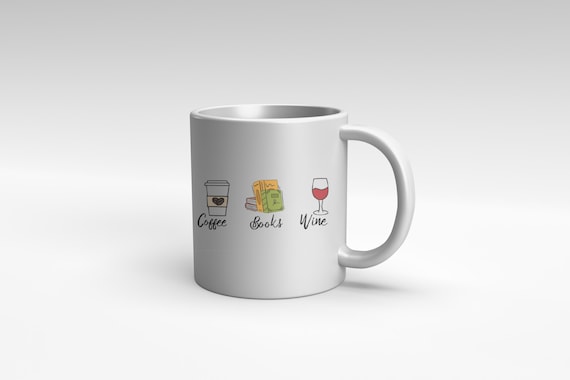 Coffee Books and Wine Mug