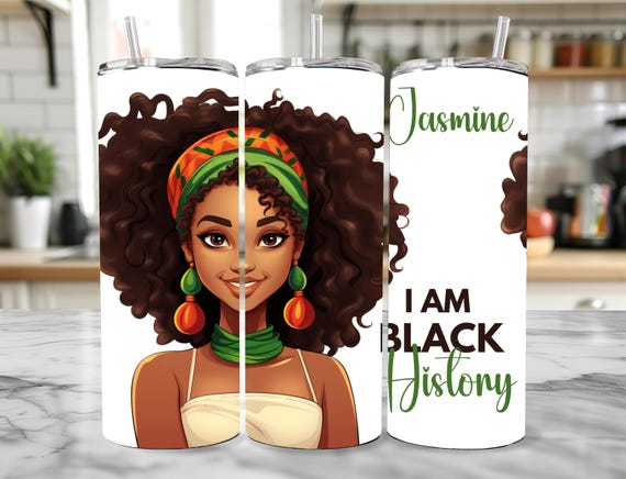 I am Black History Tumbler 20oz Tumblers Stainless Steel Tumbler, 20oz Stainless Steel Tumbler Cup with Straw & Lid, 3D, black history