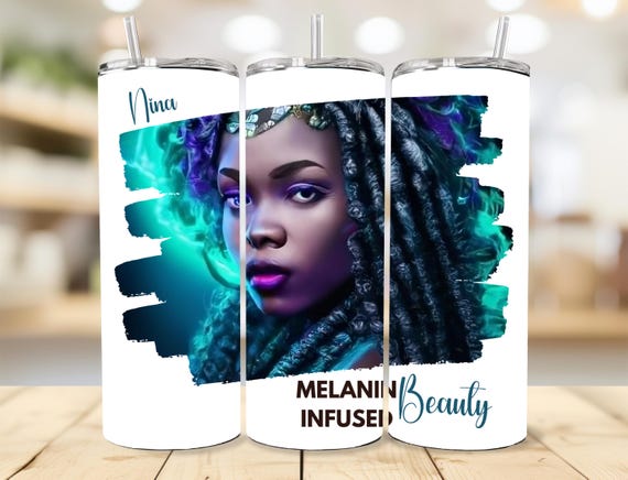 Melanin Infused Beauty 20oz Tumblers Stainless Steel Tumbler, 20oz Stainless Steel Tumbler Cup with Straw & Lid, 3D, Melanin Infused Beauty
