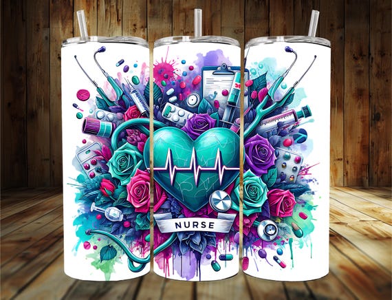 Nurse 20oz Tumblers Stainless Steel Tumbler, 20oz Stainless Steel Tumbler Cup with Straw & Lid, Nurse, medical