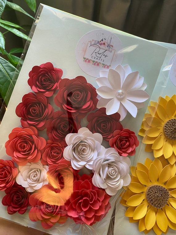 Rolled Paper Flowers Sets Coral Paper Flowers Small Paper Etsy