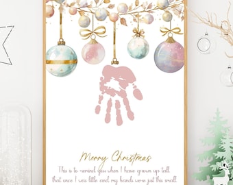 Christmas Ornament Handprint Art for Kids or Newborn Baby - Keepsake with Sentimental Poem -  Gift for Parents