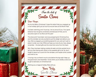 Letter from Santa Claus Printable -  Editable Santa's Official Document Girl Boy - Canva
