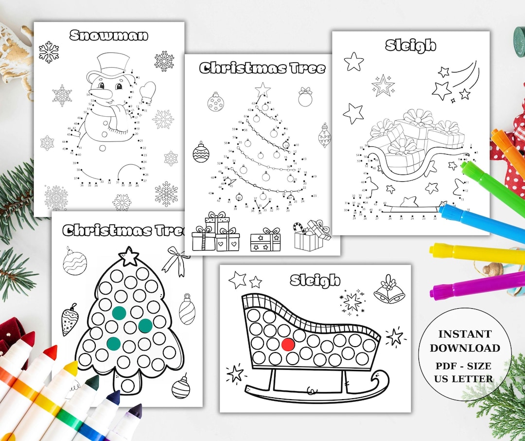 Christmas Dot Marker Pages - Connect the Dots Coloring -10 X Toddler ...