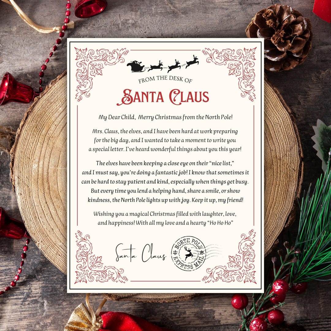 Personalized Letter From Santa Claus Vintage Themed - Printable Santa's ...