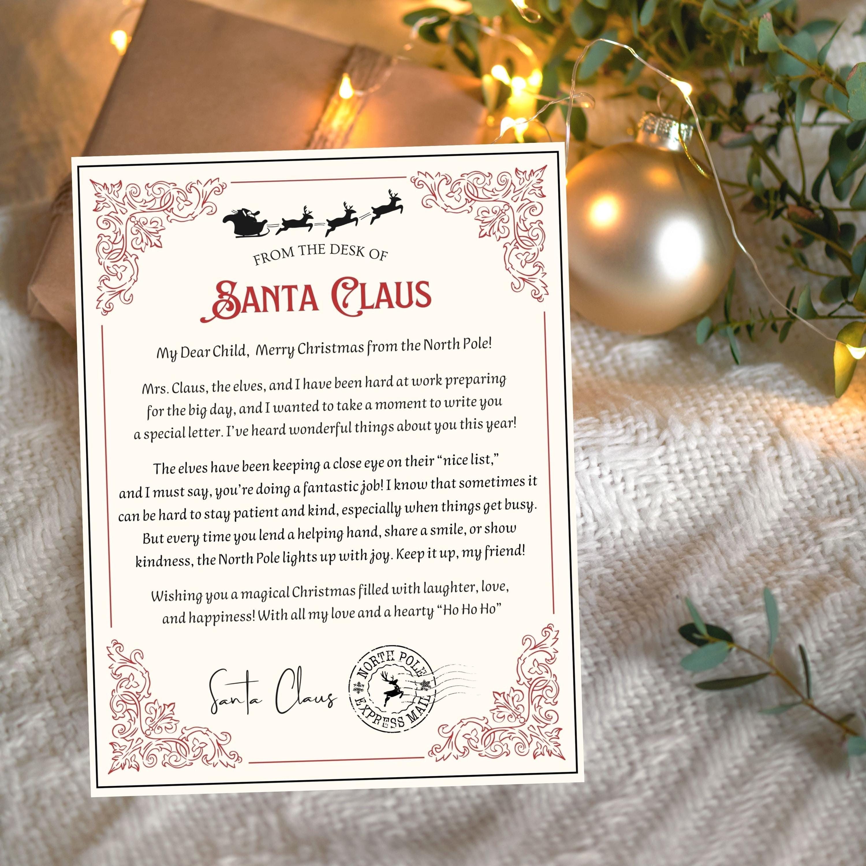 Personalized Letter From Santa Claus Vintage Themed - Printable Santa's ...