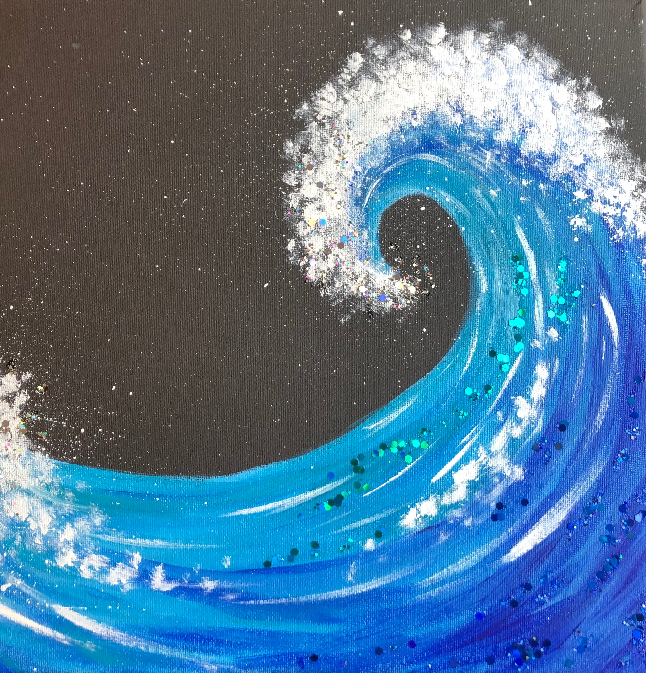 Acrylic Wave Painting With Glitter Available With Blue or Etsy UK
