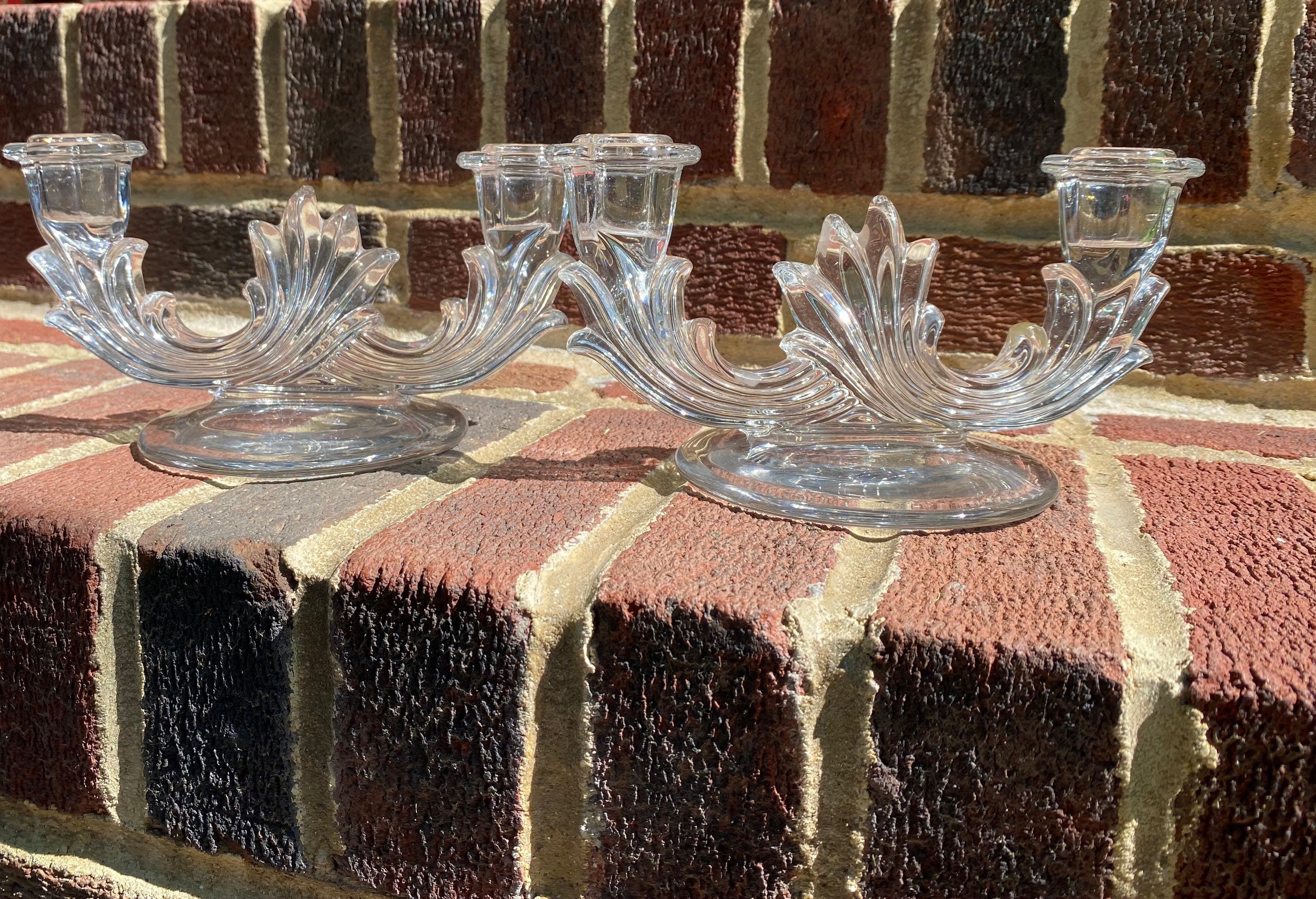 Vintage Art Deco Glass Candle Holder Etsy