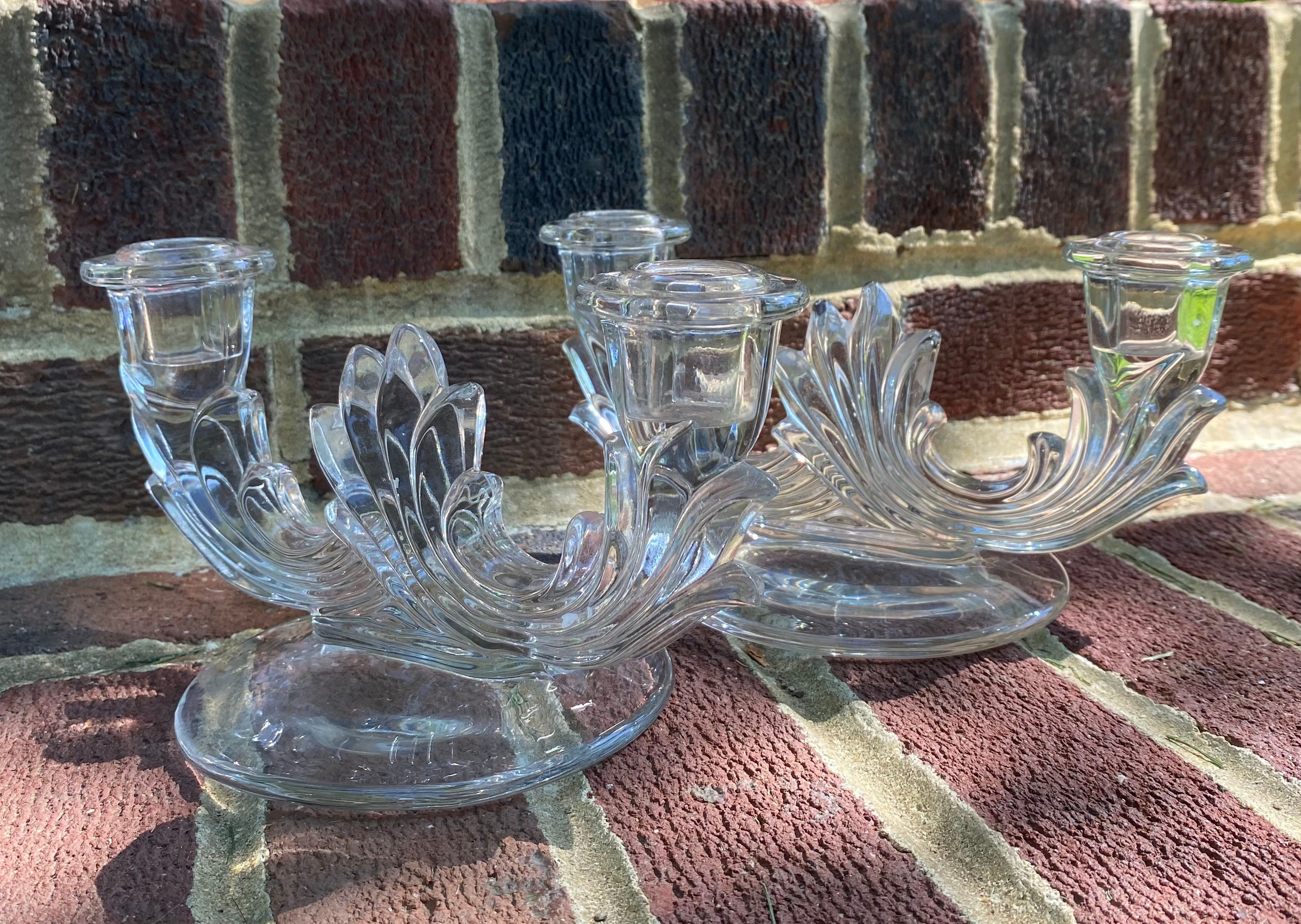 Vintage Art Deco Glass Candle Holder Etsy