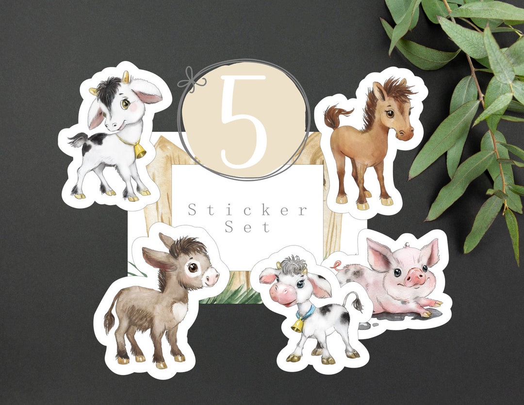 Cute Farm Animals Vinyl Sticker Set Farmhouse Animals Sticker Set