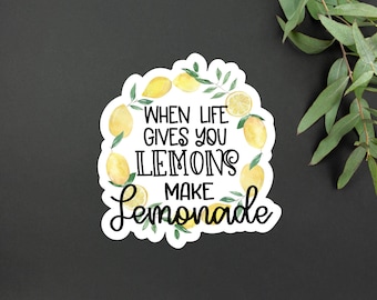 Lemons Make Lemonade Motivational Vinyl Laptop Sticker | Lemon Sticker | Lemonade Sticker | Laptop Sticker | Lemonade Decor Sticker