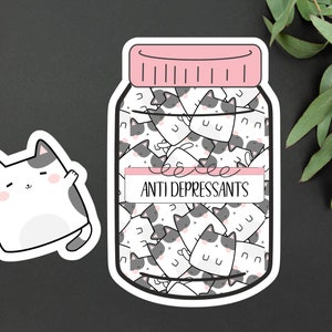 Funny Cat Antidepressant Bottle Sticker Set | Cute Cat Stickers | Animal Gift Stickers | Cute Cat Bottle Stickers | Funny Cat Mom Stickers