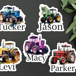 Personalized Farm Tractor Name Kids Sticker | Personalized Tractor Gift Sticker | Tractor Theme Kids Name Sticker | Farmhouse Tractor Gift