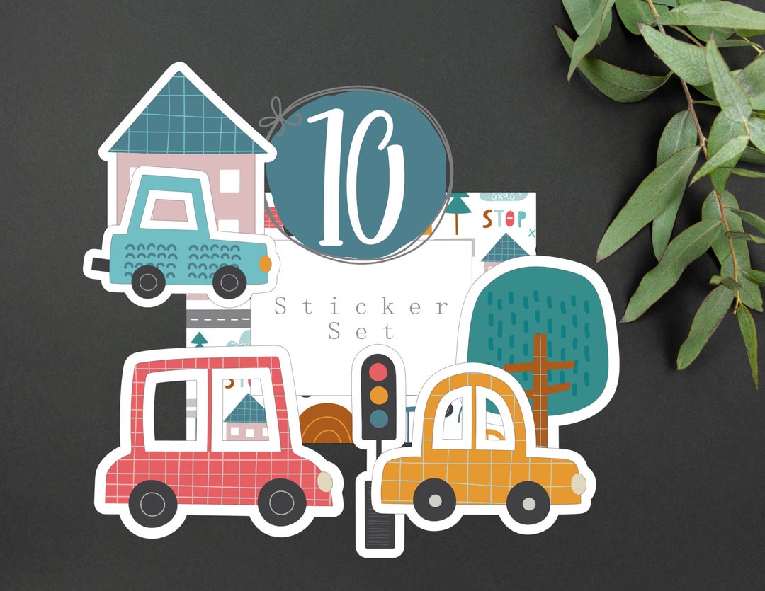 Cute Colorful Cars Sticker Set Kids Cars Sticker Set Car Theme Gift Bag ...