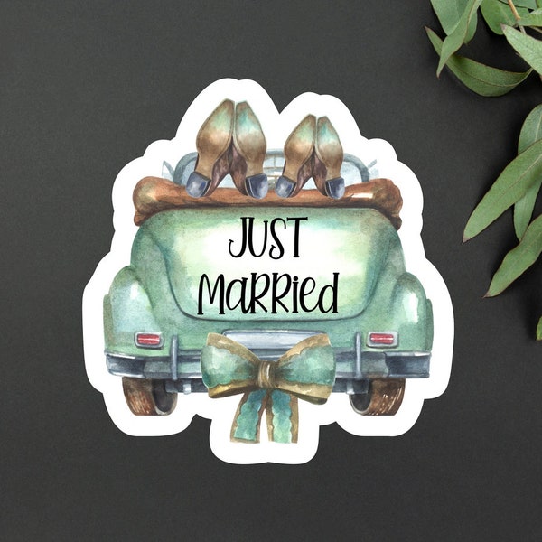 Western Rustic Boots Just Married Vinyl Sticker | Rustic Wedding Sticker | Western Boots Married Sticker | Gift for Bride Sticker