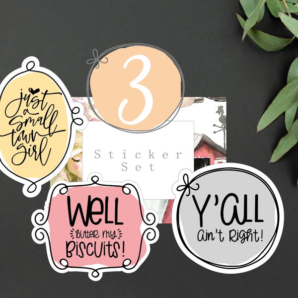 Small Town Girl Southern Sayings Vinyl Sticker Set | Southern Girl Quotes Sticker Set | Gift for Southern Girl | Gift Sticker Set