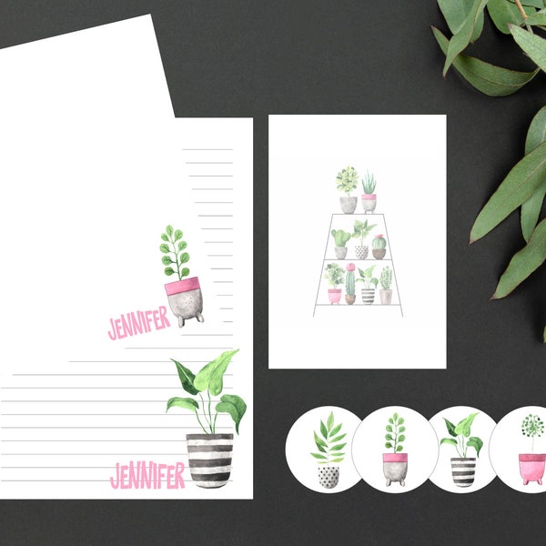 Personalized Notepad Stationery and Vinyl Sticker Set | Cute Notepad for Girls | Custom Notepad Stationery Set | Trendy Floral Notepad Gifts