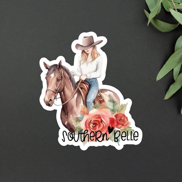 Southern Bell Horse Floral Rose Sticker | Floral Cowgirl Southern Charm Sticker | Rose Cowgirl Sticker