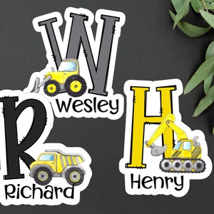 Personalized Construction Theme Name Sticker | Personalized Construction Party Sticker | Construction Theme Laptop Sticker