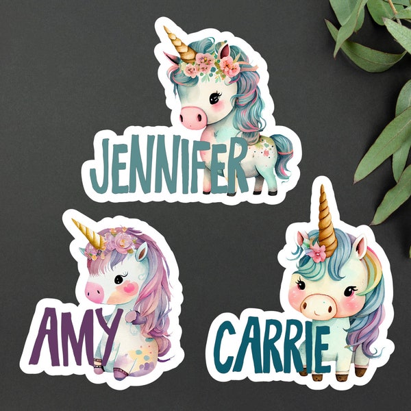 Personalized Birthday Unicorn Rainbow Colorful Sticker | Unicorn Name Sticker | Personalized Unicorn Gift Decor Sticker