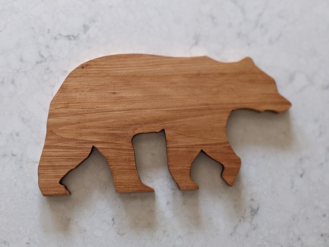 Wooden Bear Wall Hanging Rustic Wood Bear Wall Decor Brown Etsy
