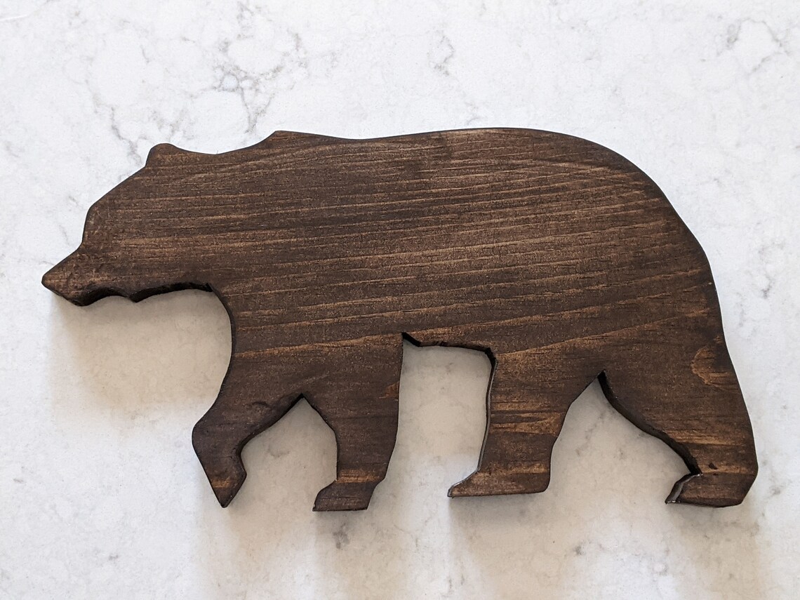 Wooden Bear Wall Hanging Rustic Wood Bear Wall Decor Brown Etsy