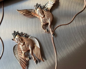 Rose Pegasus Necklace with Flapping Wings, Silver Winged Horse of Mythology Dual Use Pendant Mothers Day Gift