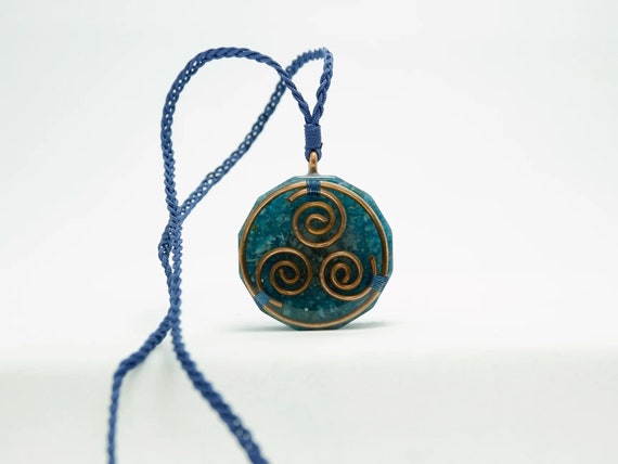Four Element Orgonite Necklace - Handmade Air, Fire, Water and Earth Elemental Symbol Orgone with Natural Crystal and Mineral