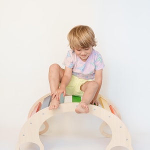 Montessori Rainbow Climber Rocker – Wooden Arch Toy for Toddlers | Indoor Climbing Toy | Balance Rocker | Eco-Friendly Kids Play