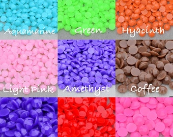 Solid/Opaue Colors 1000 pcs WHOLESALE Non Hotfix Resin Rhinestones [Quality rhinestones] [14 faceted] FLATBACK