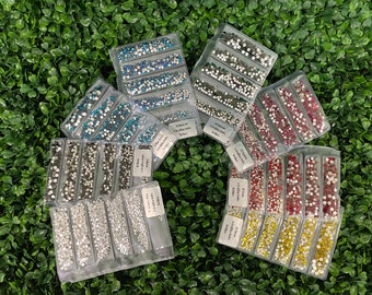 1440 PCS | mixed ss2,ss6,ss8,ss10,ss12,ss16 | Glass Rhinestones | [6 Grid Mix Size] Nail Art