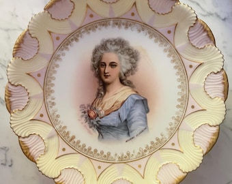Antique Limoges France Portrait Plate of Madame Elizabeth for M.J. Allen & Sons Philadelphia