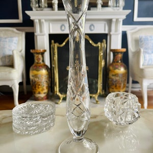 Vintage Tall Brilliant Cut Glass Vase