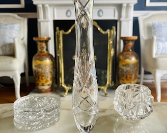 Vintage Tall Brilliant Cut Glass Vase