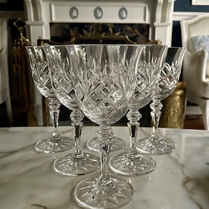 Vintage Galway Oranmore Crystal Wine Goblets Set of Six