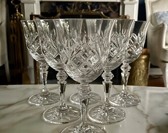 Vintage Galway Oranmore Crystal Wine Goblets Set of Six