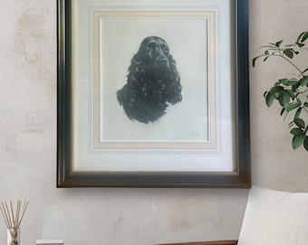 Vintage Signed Jean Rivet Lithograph: English Cocker Spaniel Dog Art